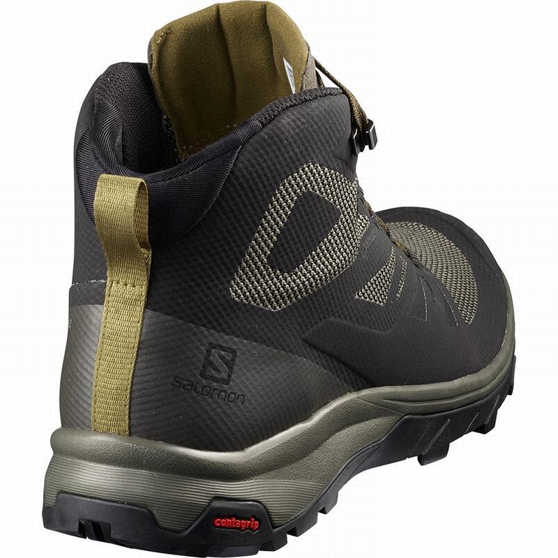 Men's Salomon OUTLINE MID GORE-TEX Hiking Boots Black / Brown | US-ZWQX317