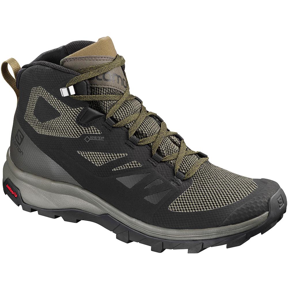 Men's Salomon OUTLINE MID GORE-TEX Running Shoes Black | US-GMLT714