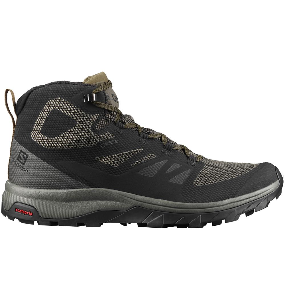 Men's Salomon OUTLINE MID GORE-TEX Running Shoes Black | US-GMLT714