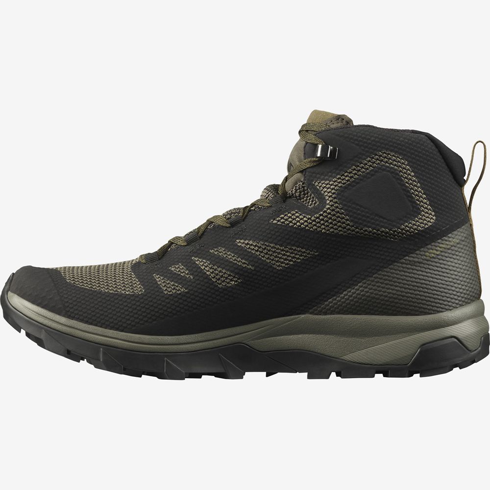 Men's Salomon OUTLINE MID GORE-TE Hiking Boots Black | US-VQEU271