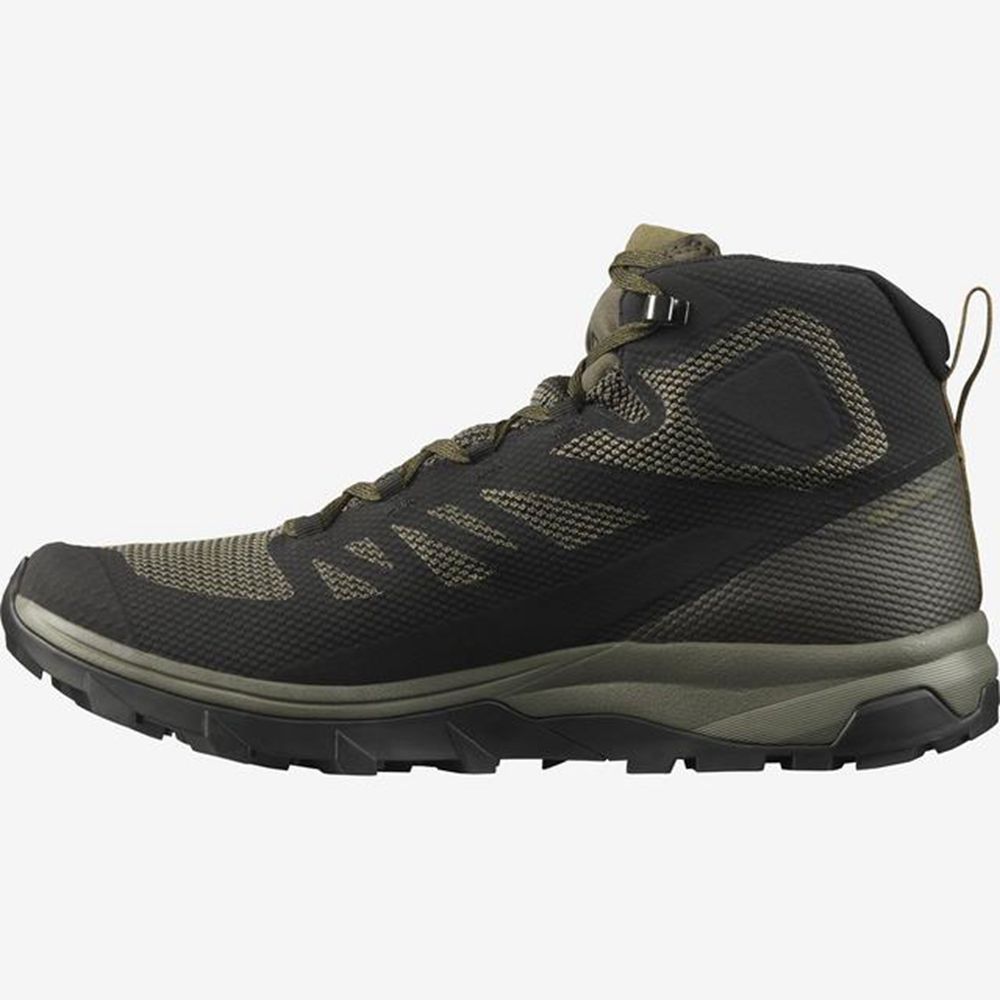 Men's Salomon OUTLINE MID GTX Hiking Shoes Black | US-OZSC649