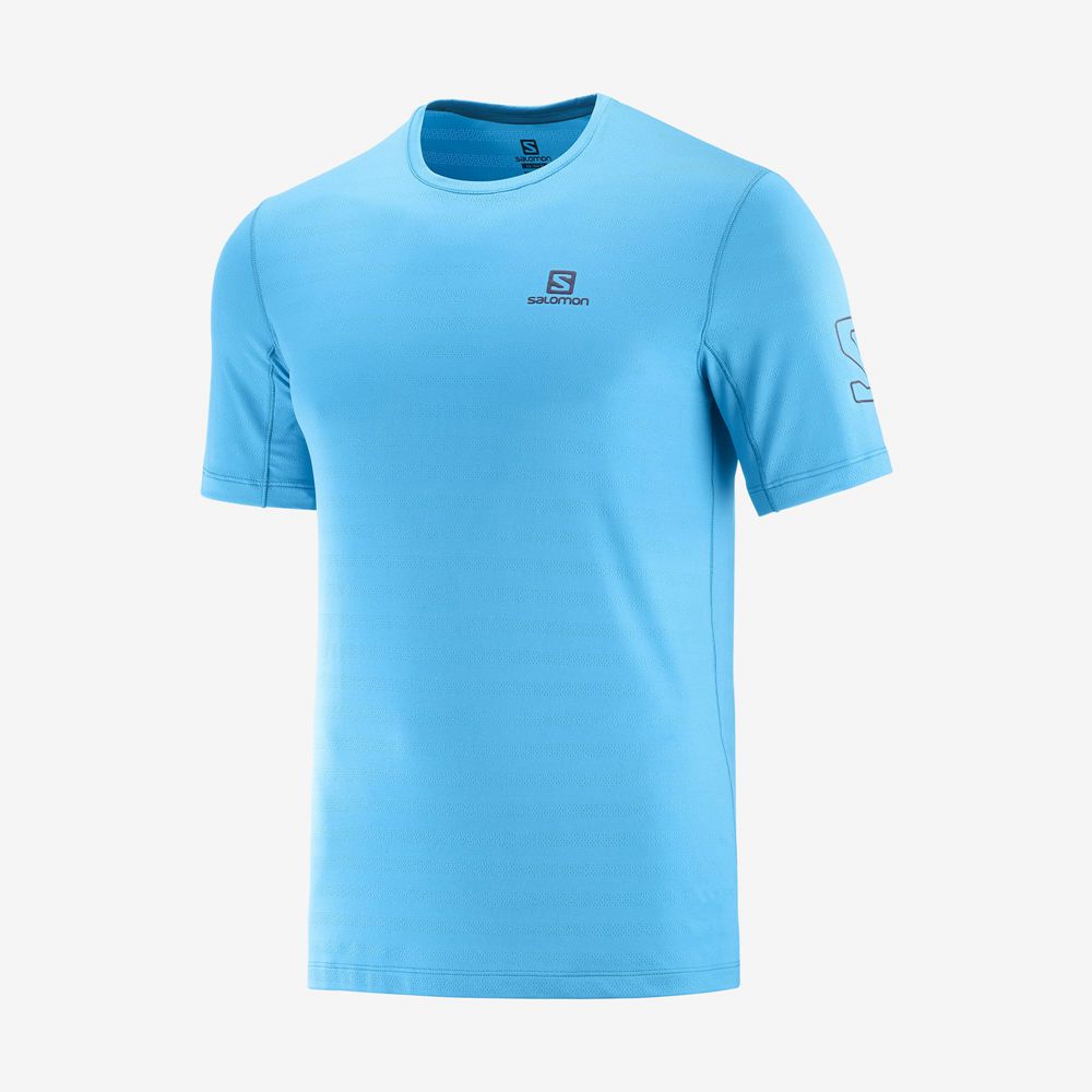 Men's Salomon OUTLINE New Trail Running Gear T Shirts Turquoise | US-OLPC573