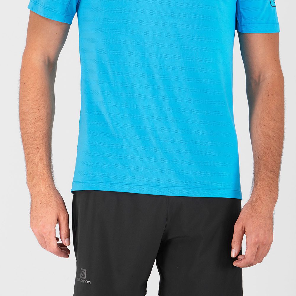 Men's Salomon OUTLINE New Trail Running Gear T Shirts Turquoise | US-OLPC573