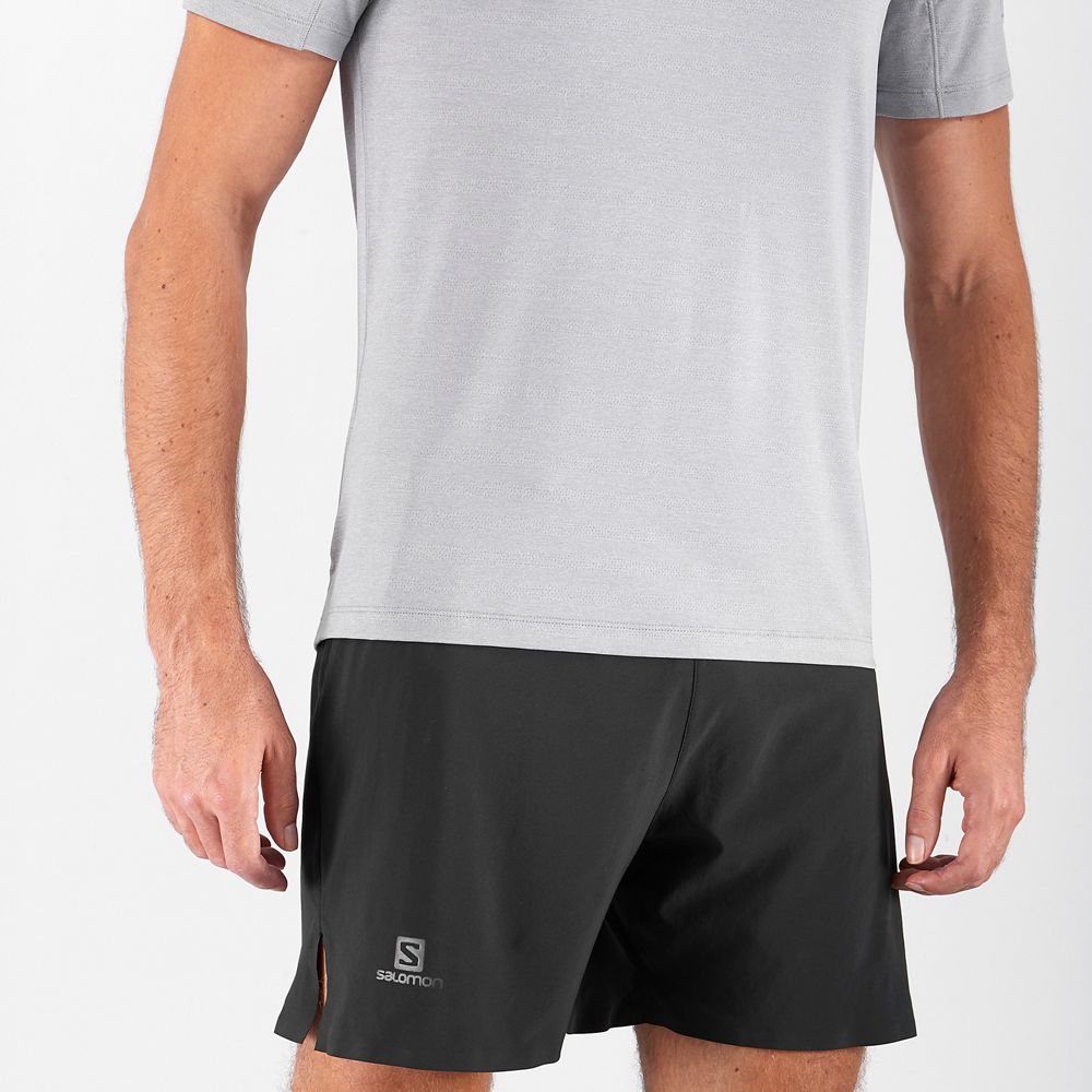 Men's Salomon OUTLINE New Trail Running Gear T Shirts Grey | US-PVRC523