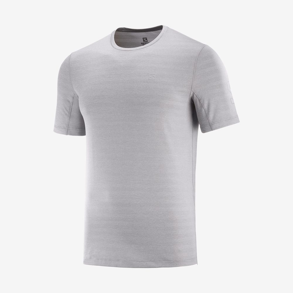 Men's Salomon OUTLINE New Trail Running Gear T Shirts Grey | US-PVRC523