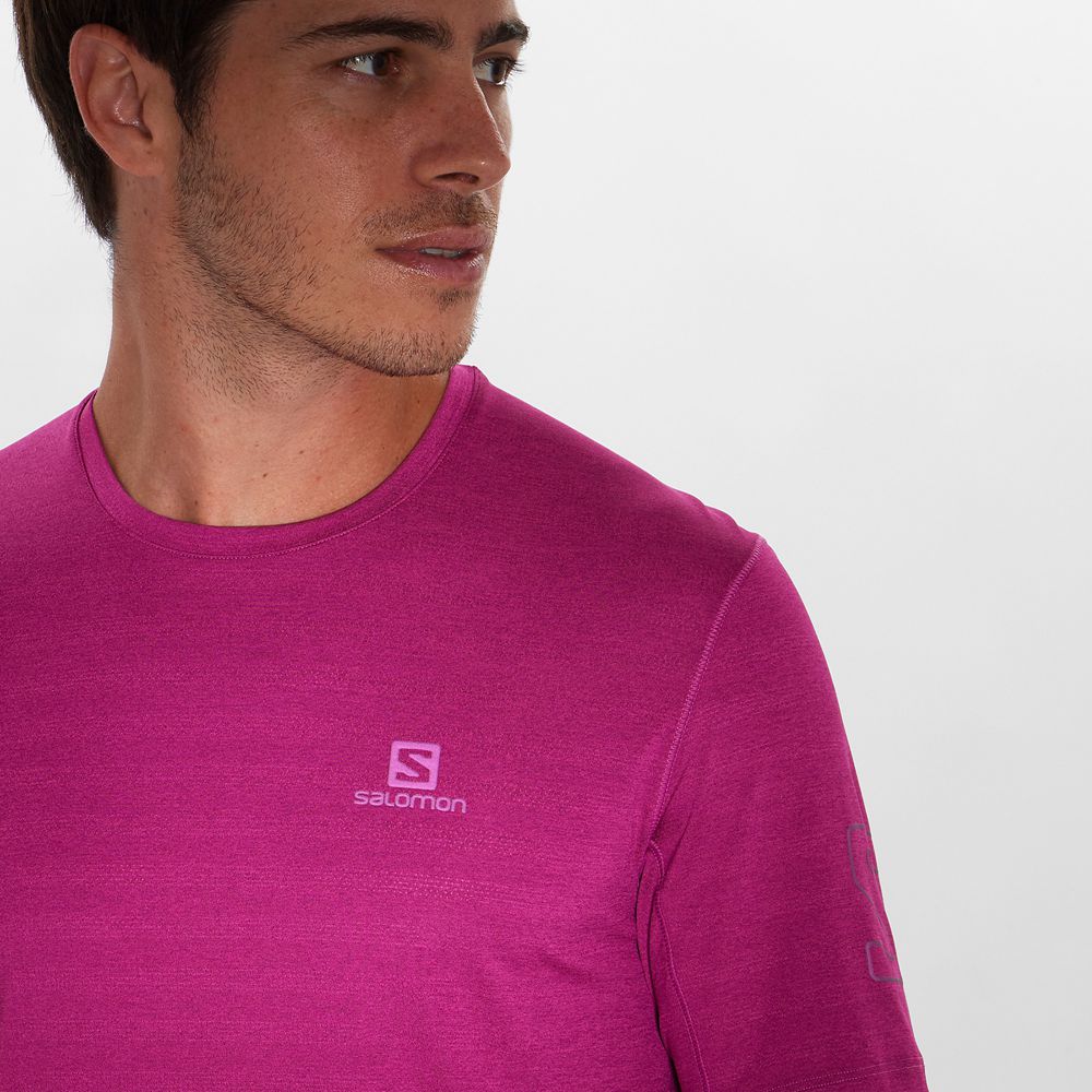 Men's Salomon OUTLINE New Trail Running Gear T Shirts Purple | US-RGYW451