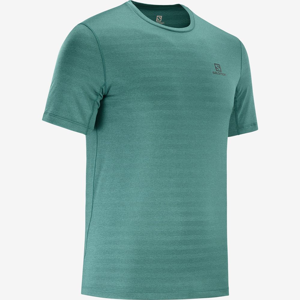 Men's Salomon OUTLINE New Trail Running Gear T Shirts Green | US-XBSM270