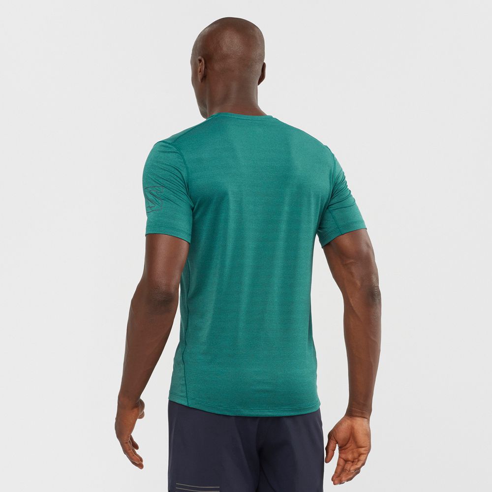 Men's Salomon OUTLINE New Trail Running Gear T Shirts Green | US-XBSM270