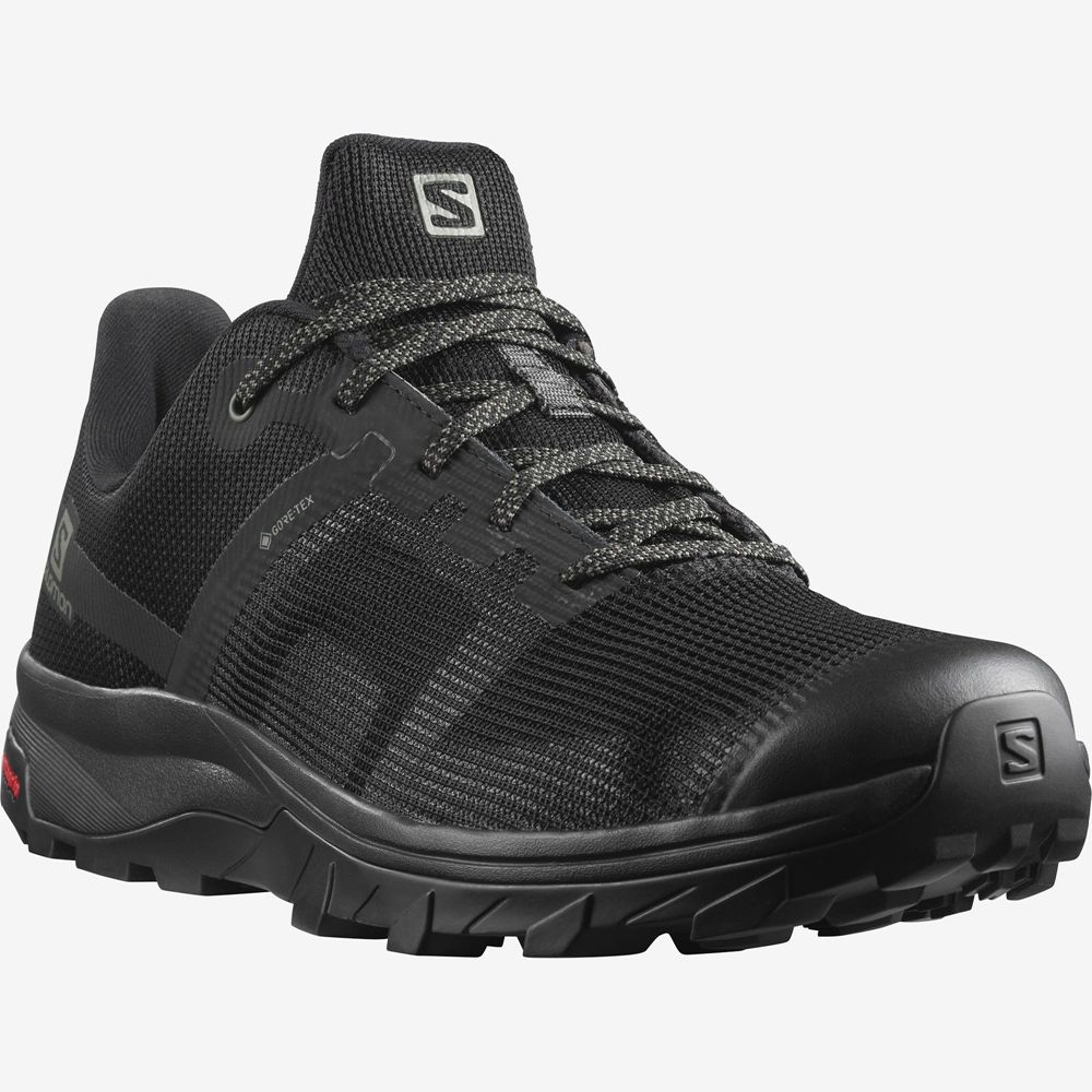 Men's Salomon OUTLINE PRISM GORE-TEX Hiking Shoes Black | US-HNLR837