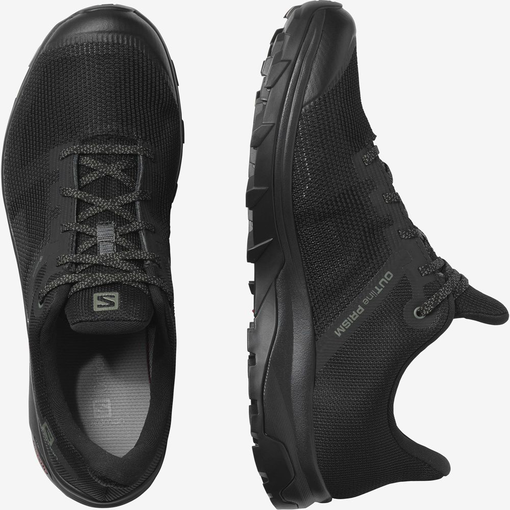 Men's Salomon OUTLINE PRISM GORE-TEX Hiking Shoes Black | US-HNLR837