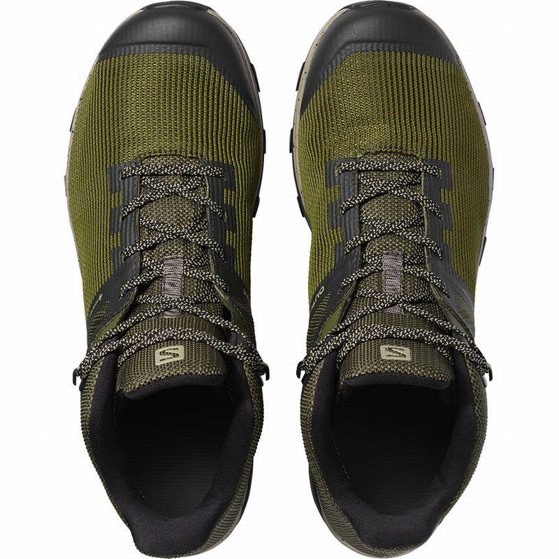 Men's Salomon OUTLINE PRISM MID GORE-TEX Hiking Shoes Olive / Black | US-XOSK961