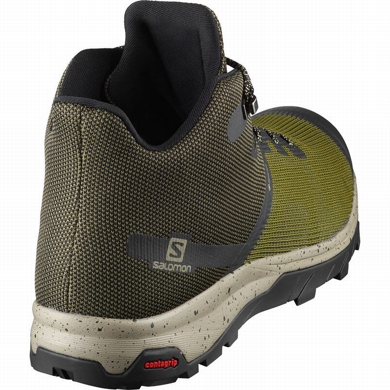 Men's Salomon OUTLINE PRISM MID GORE-TEX Hiking Shoes Olive / Black | US-XOSK961