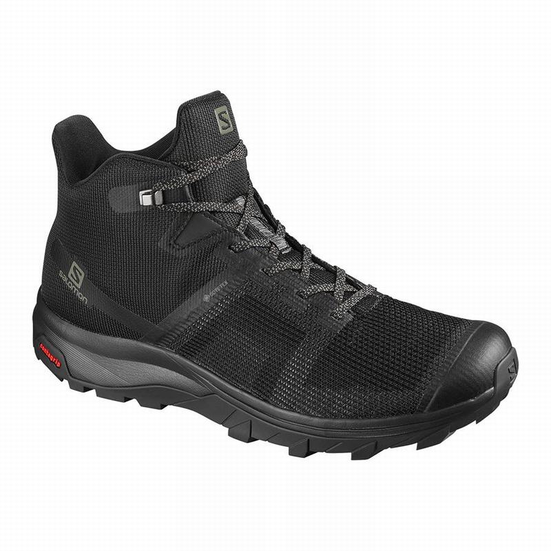 Men\'s Salomon OUTLINE PRISM MID GORE-TEX Hiking Shoes Black | US-ZUDS520