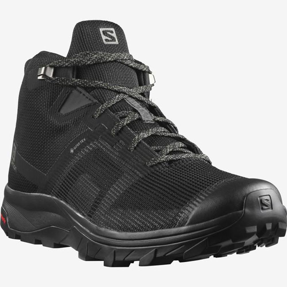 Men's Salomon OUTLINE PRISM MID GTX Hiking Shoes Black | US-ACOB360