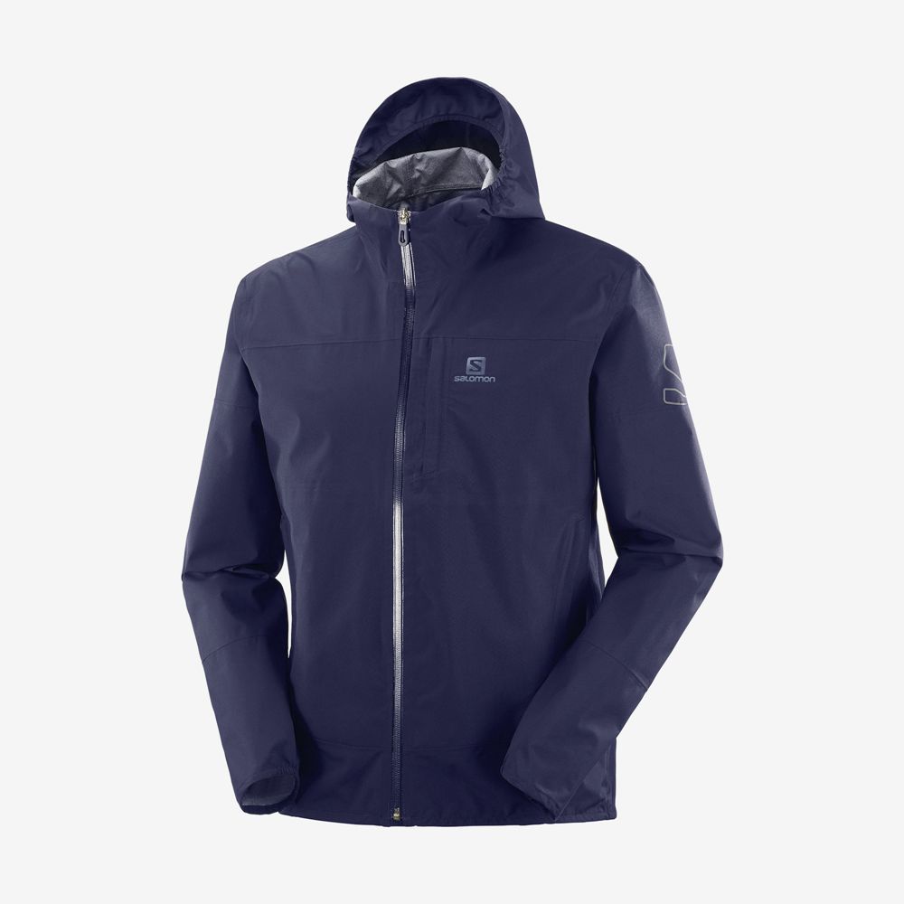 Men's Salomon OUTRACK WATERPROOF 2.5L Jackets Navy | US-XTRW713