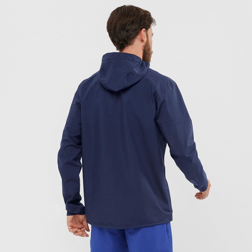 Men's Salomon OUTRACK WATERPROOF 2.5L Jackets Navy | US-XTRW713