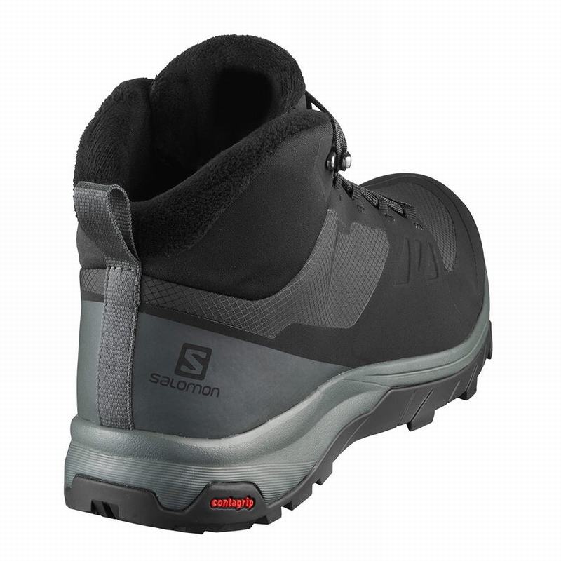 Men's Salomon OUTSNAP CLIMASALOMON WATERPROOF Winter Boots Black | US-CMRK864