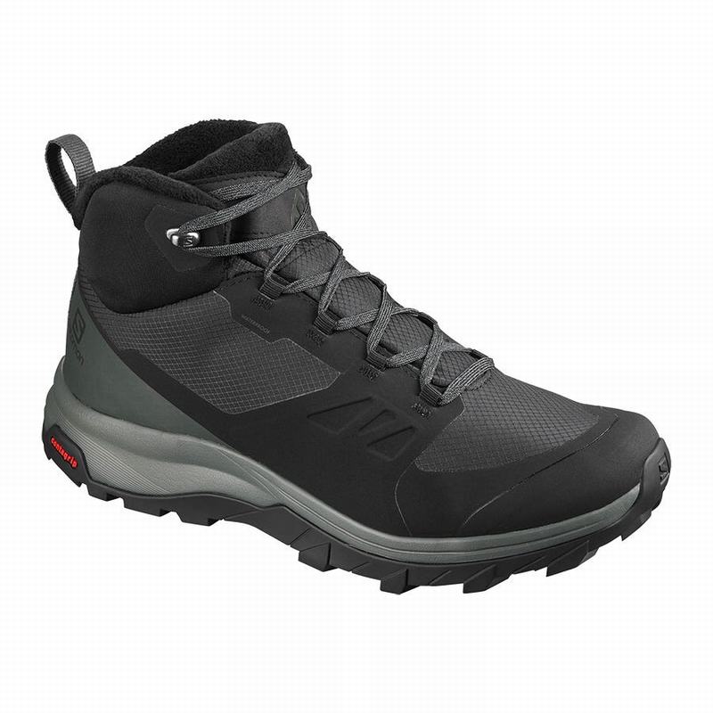 Men\'s Salomon OUTSNAP CLIMASALOMON WATERPROOF Winter Boots Black | US-CMRK864