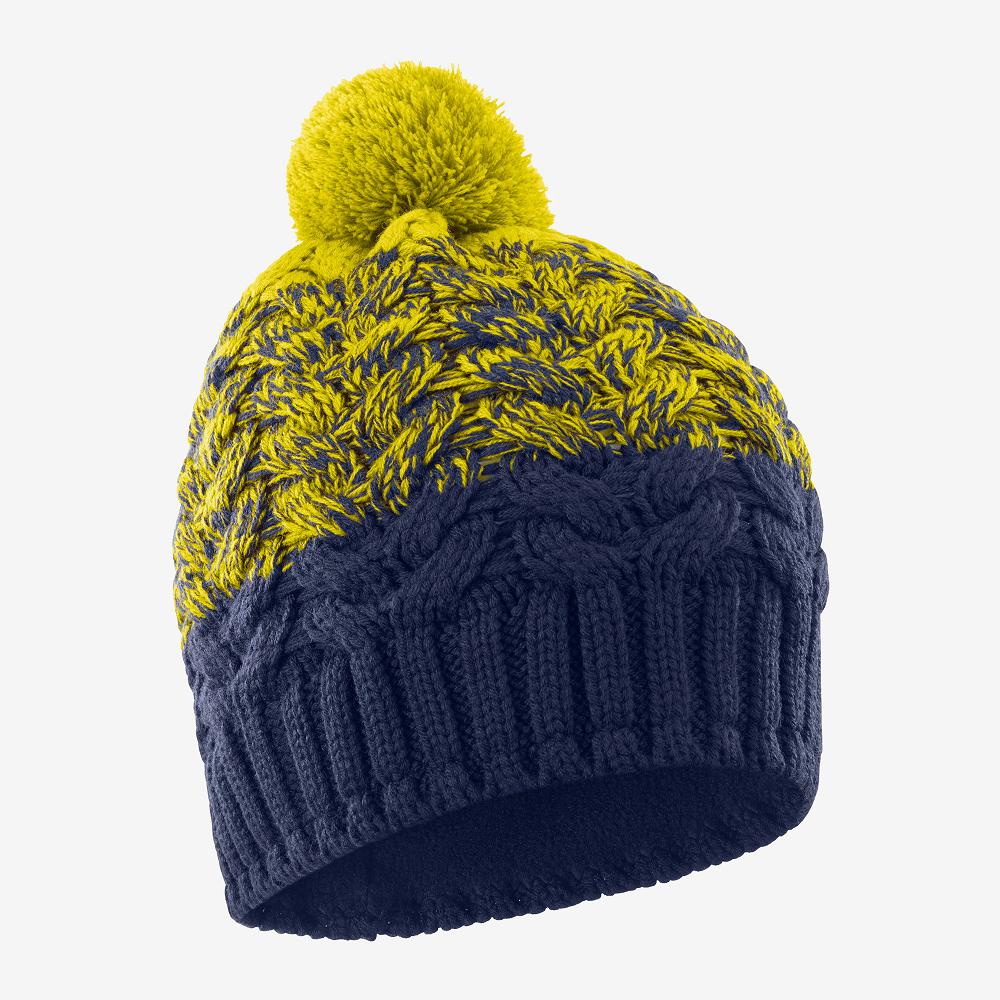 Men's Salomon POLY Beanie Navy | US-NASY105