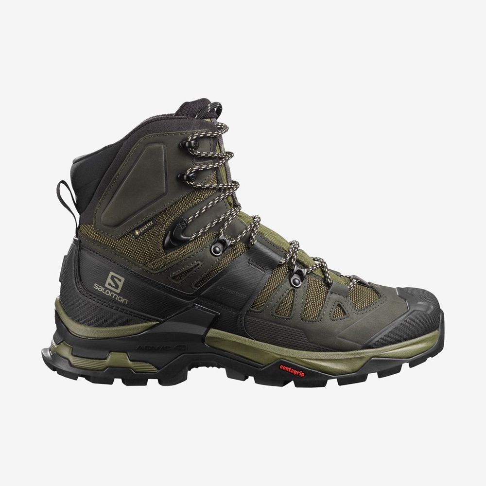 Men\'s Salomon QUEST 4 GTX Hiking Shoes Olive | US-EPKM329