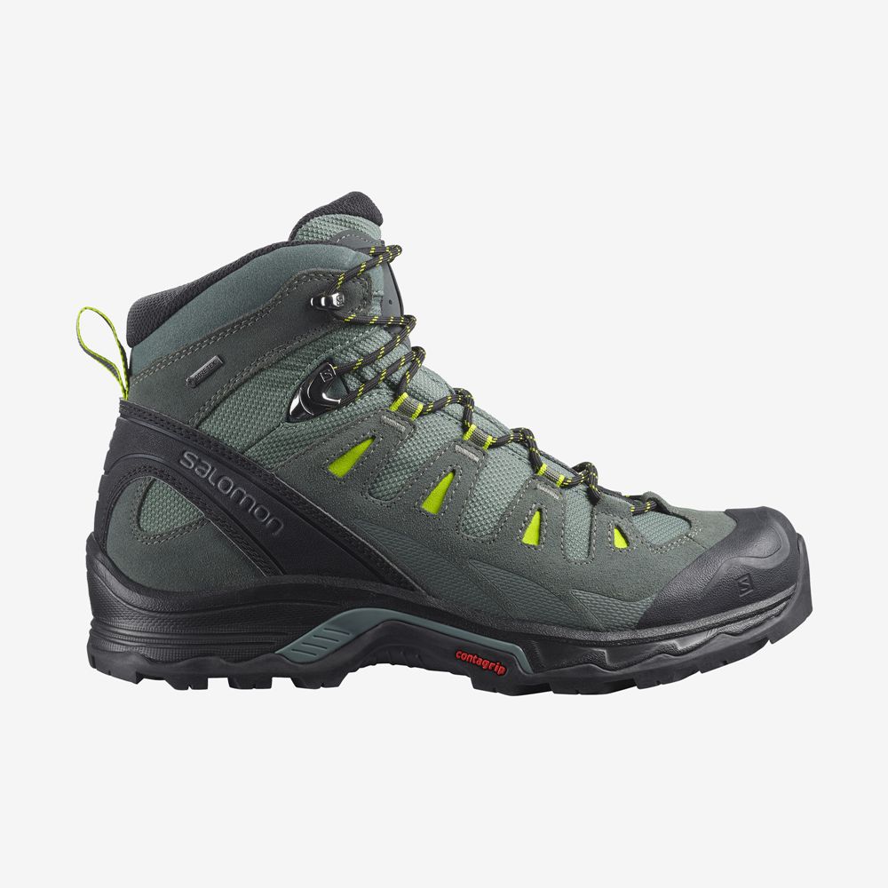 Men\'s Salomon QUEST PRIME GTX Hiking Boots Green | US-CJHD467