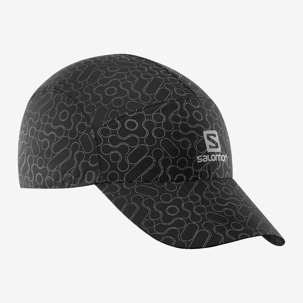 Men\'s Salomon REFLECTIVE Caps Black | US-WRBG241