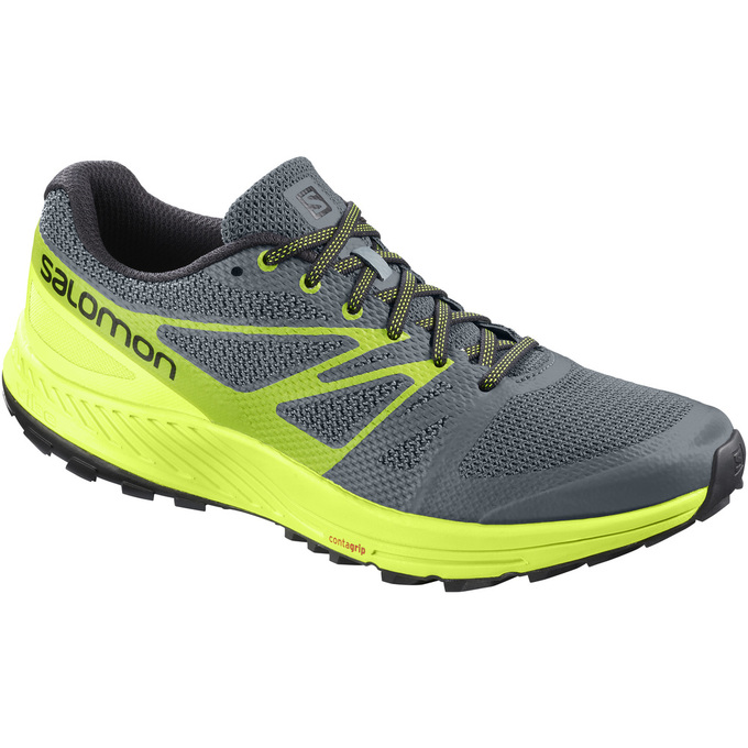 Men\'s Salomon SENSE ESE Trail Running Shoes Grey / Yellow | US-DHCO086