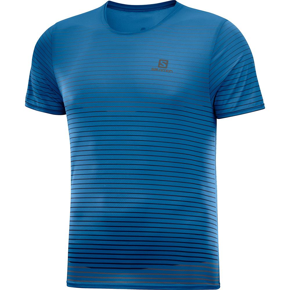 Men\'s Salomon SENSE M T Shirts Blue | US-LIWH347