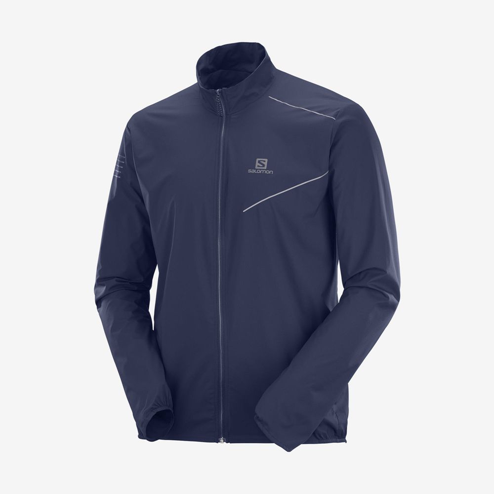 Men's Salomon SENSE M Windbreaker Navy | US-CIBE695