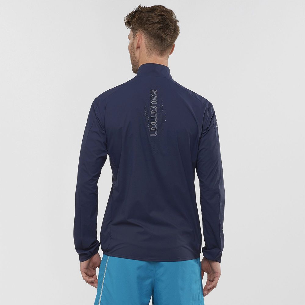 Men's Salomon SENSE M Windbreaker Navy | US-CIBE695