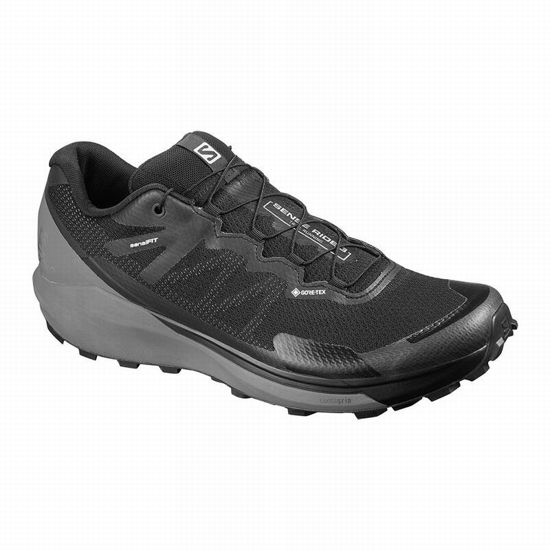 Men\'s Salomon SENSE RIDE 3 GTX INVIS. FIT Running Shoes Black | US-BTWM850