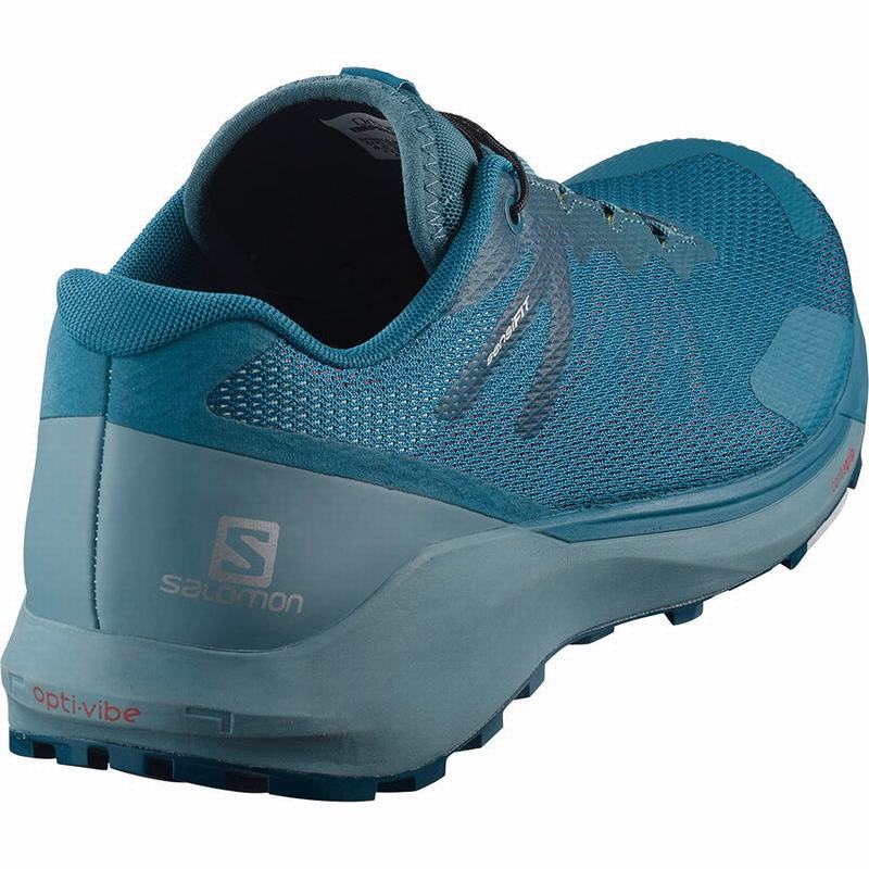 Men's Salomon SENSE RIDE 3 Trail Running Shoes Blue | US-VLUR109