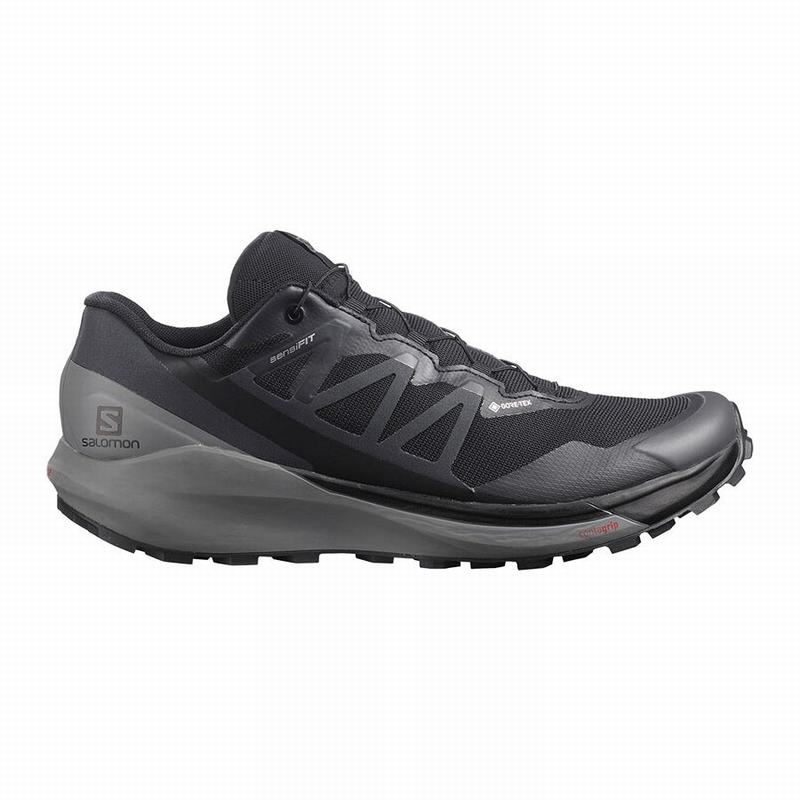 Men\'s Salomon SENSE RIDE 4 GORE-TEX INVISIBLE FIT Trail Running Shoes Black | US-JRVL107