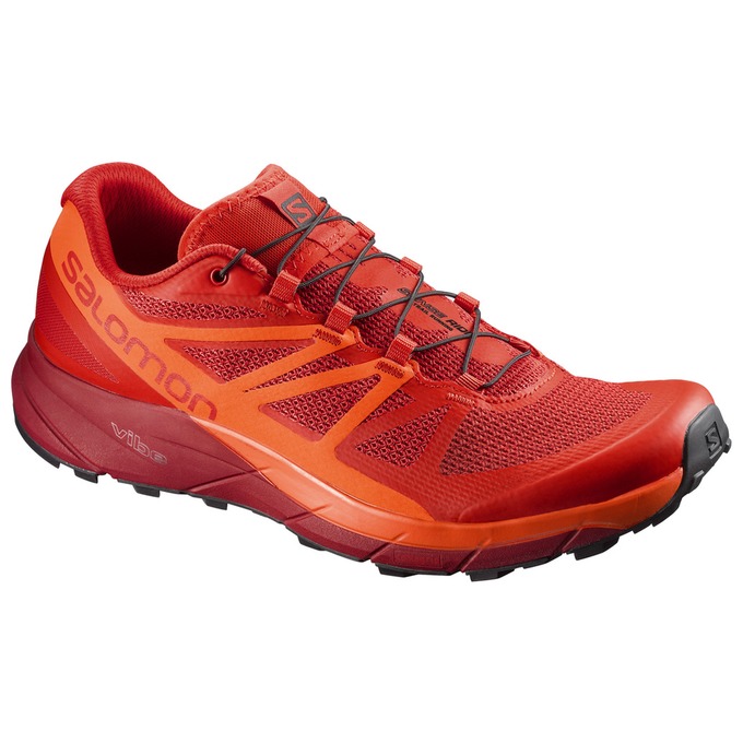 Men\'s Salomon SENSE RIDE Trail Running Shoes Dark Red / Orange | US-EFNH452