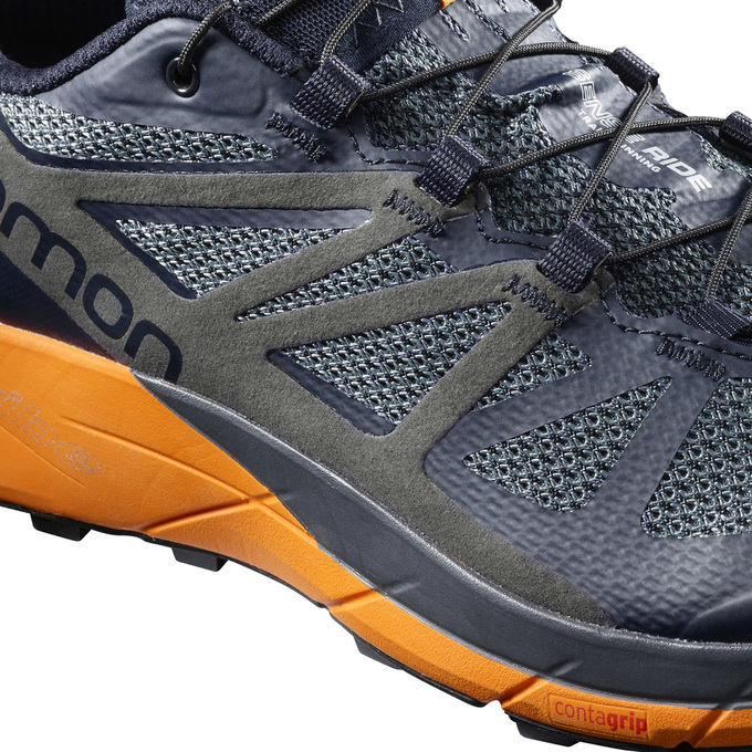 Men's Salomon SENSE RIDE Trail Running Shoes Navy / Orange | US-JEDB612