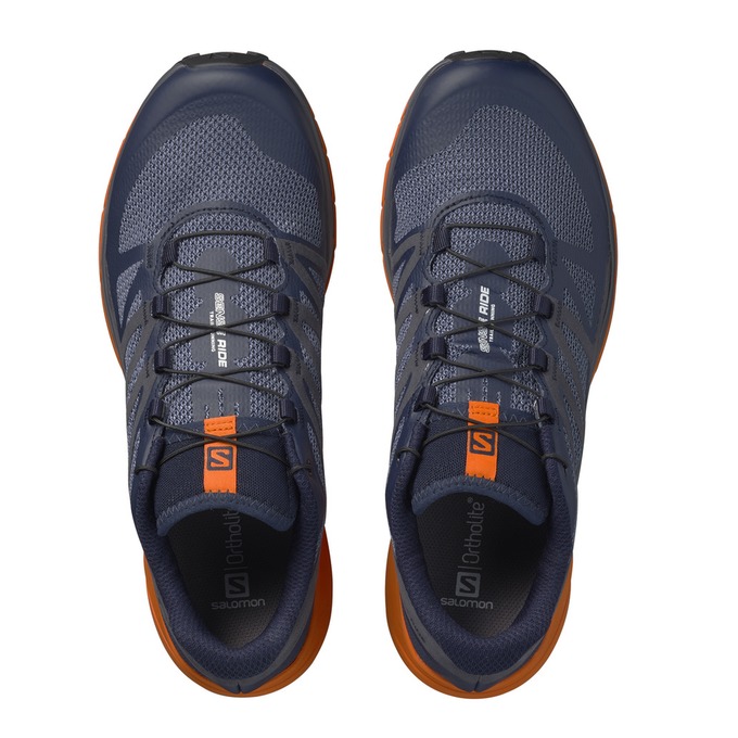 Men's Salomon SENSE RIDE Trail Running Shoes Navy / Orange | US-JEDB612