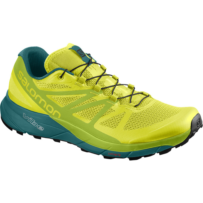 Men\'s Salomon SENSE RIDE Trail Running Shoes Yellow / Green | US-SQLM420