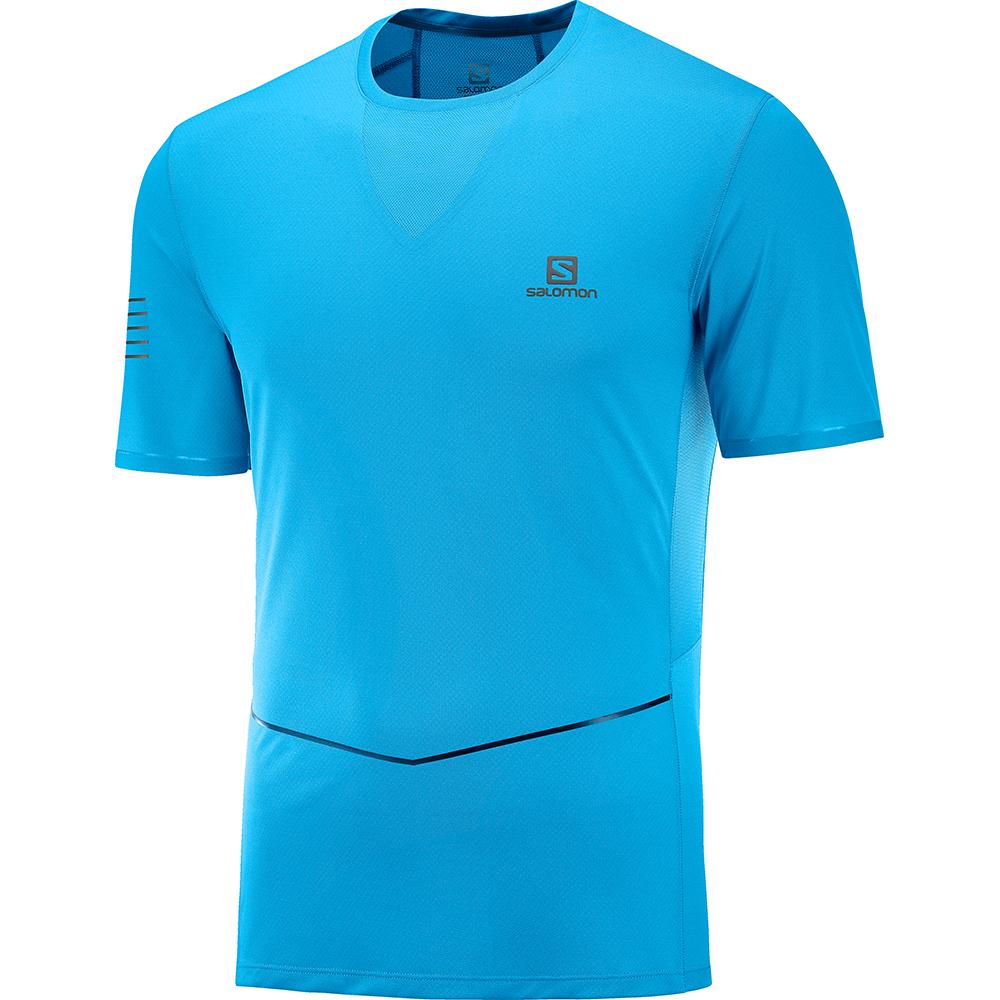 Men\'s Salomon SENSE ULTRA M T Shirts Blue | US-ZWVD721