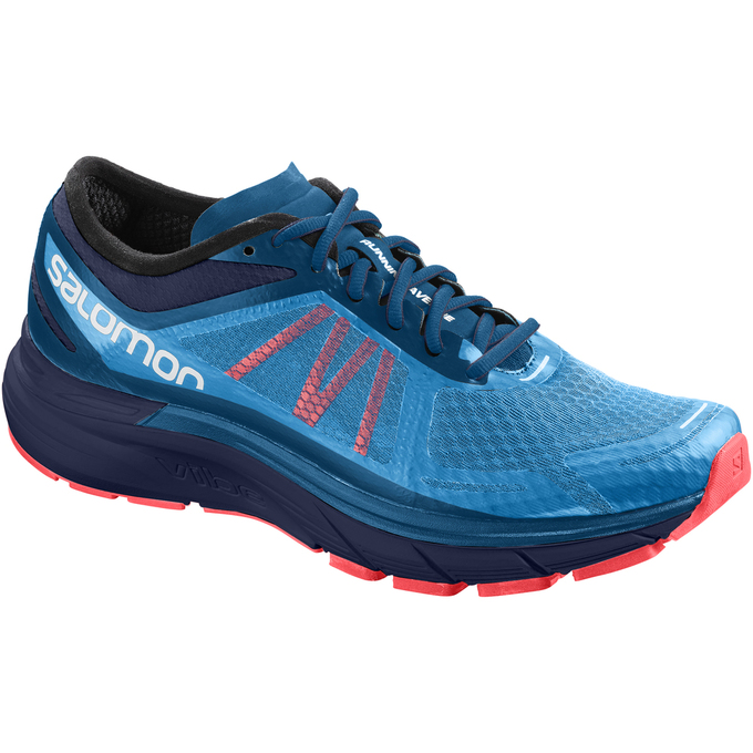 Men\'s Salomon SONIC RA MAX Running Shoes Blue / Deep Blue | US-HDCS346