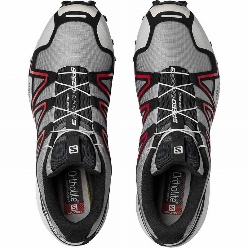 Men's Salomon SPEEDCROSS 3 Trail Running Shoes Grey / Black | US-NDMC215