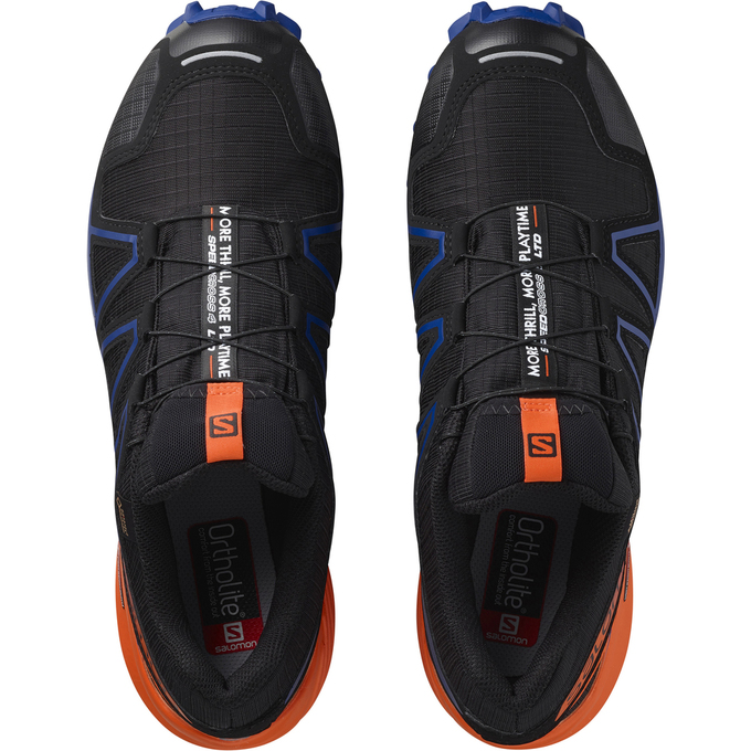 Men's Salomon SPEEDCROSS 4 GTX LTD Trail Running Shoes Black / Navy / Orange | US-VTQW420