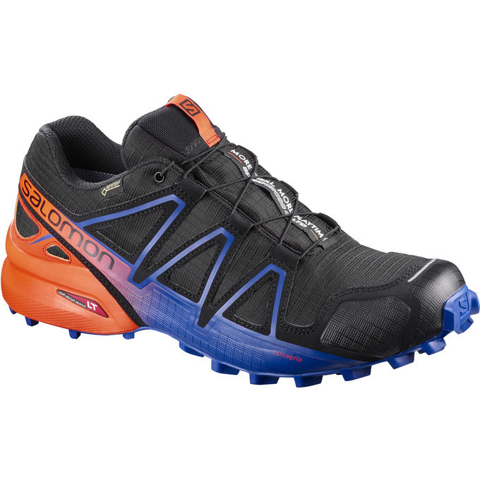 Men\'s Salomon SPEEDCROSS 4 GTX LTD Trail Running Shoes Black / Navy / Orange | US-VTQW420