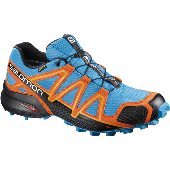 Men\'s Salomon SPEEDCROSS 4 GTX Trail Running Shoes Blue / Orange / Black | US-EFMY097