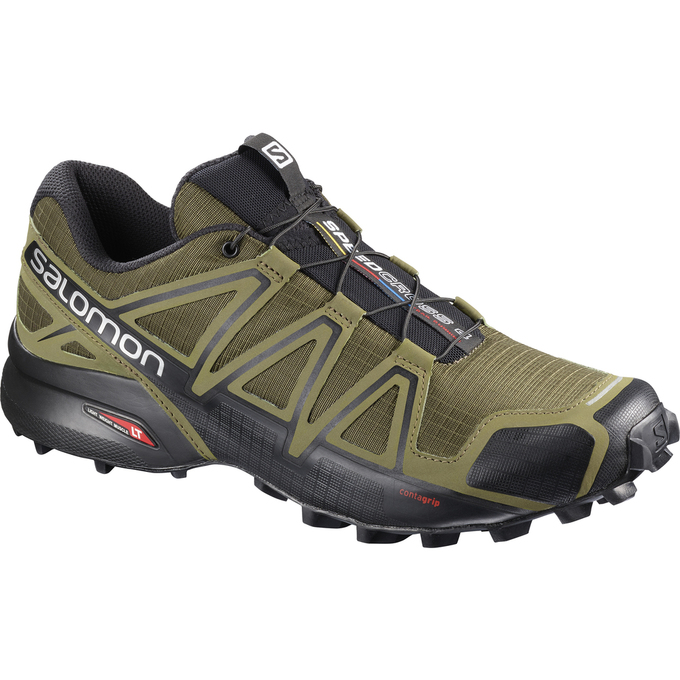 Men\'s Salomon SPEEDCROSS 4 Trail Running Shoes Khaki / Black | US-BVQE207