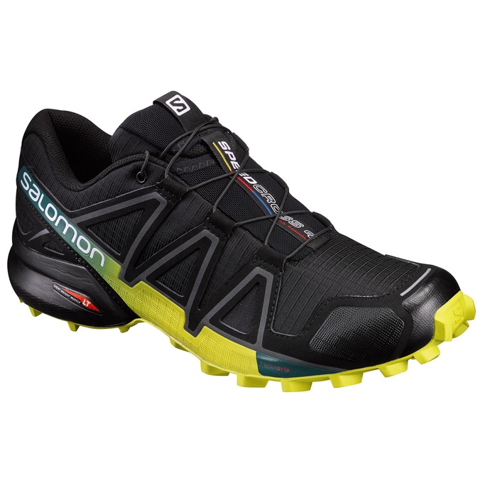 Men\'s Salomon SPEEDCROSS 4 Trail Running Shoes Black / Yellow | US-DNQX639