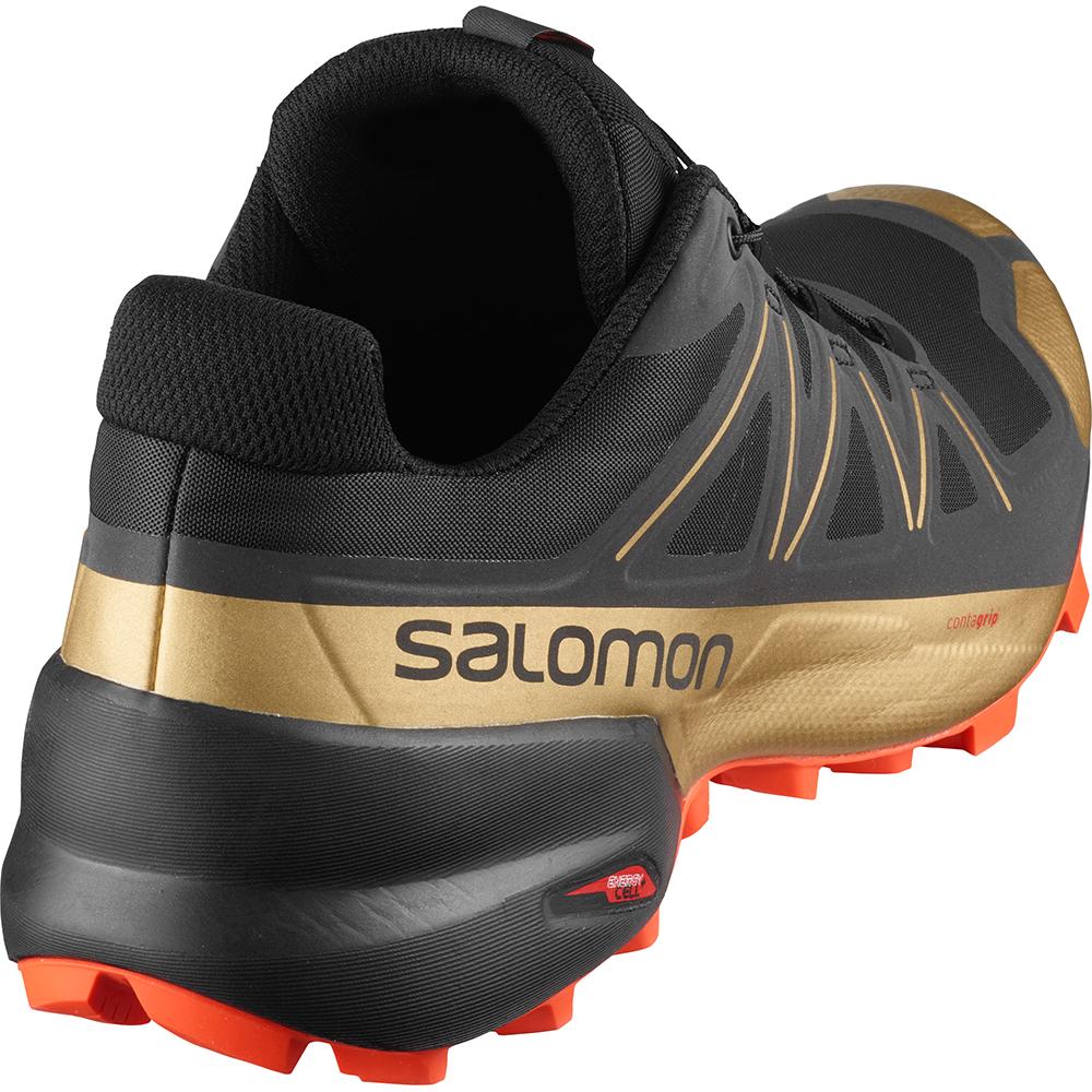 Men's Salomon SPEEDCROSS 5 GTS Trail Running Shoes Black | US-BCEQ238