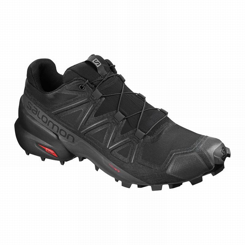 Men\'s Salomon SPEEDCROSS 5 Trail Running Shoes Black | US-UFKX174