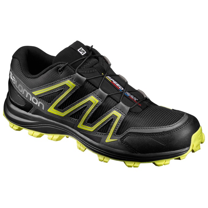 Men\'s Salomon SPEEDTRAK Trail Running Shoes Black / Yellow | US-CFEZ613