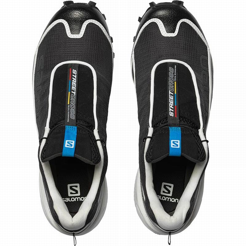 Men's Salomon STREETCROSS Trail Running Shoes Black / White | US-QITU165