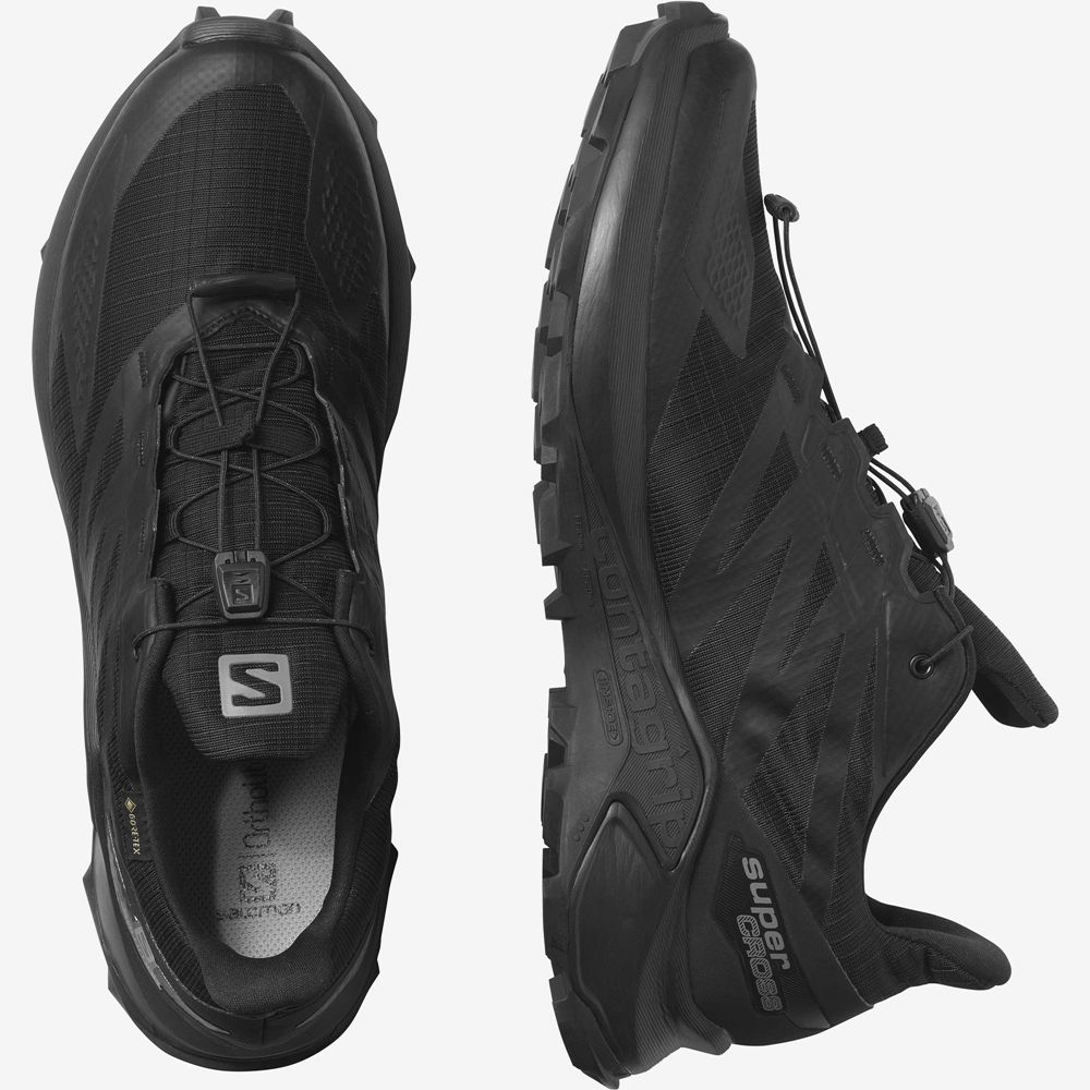 Men's Salomon SUPERCROSS BLAST GTX Trail Running Shoes Black | US-VXNW253